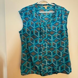 Banana Republic Geometric Blue Blouse - Size Large